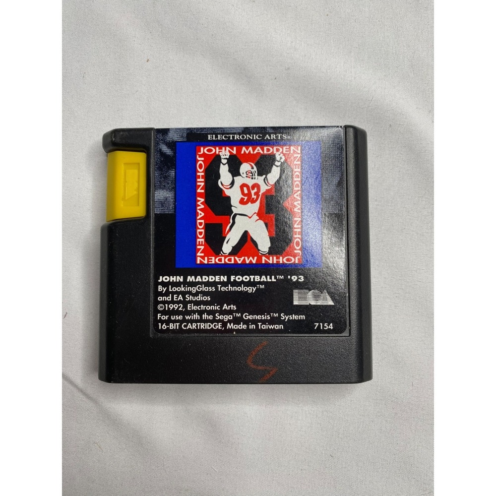 John Madden Football 93 Sega Genesis 16-Bit Cartridge EA Sports 7154 Retro Game